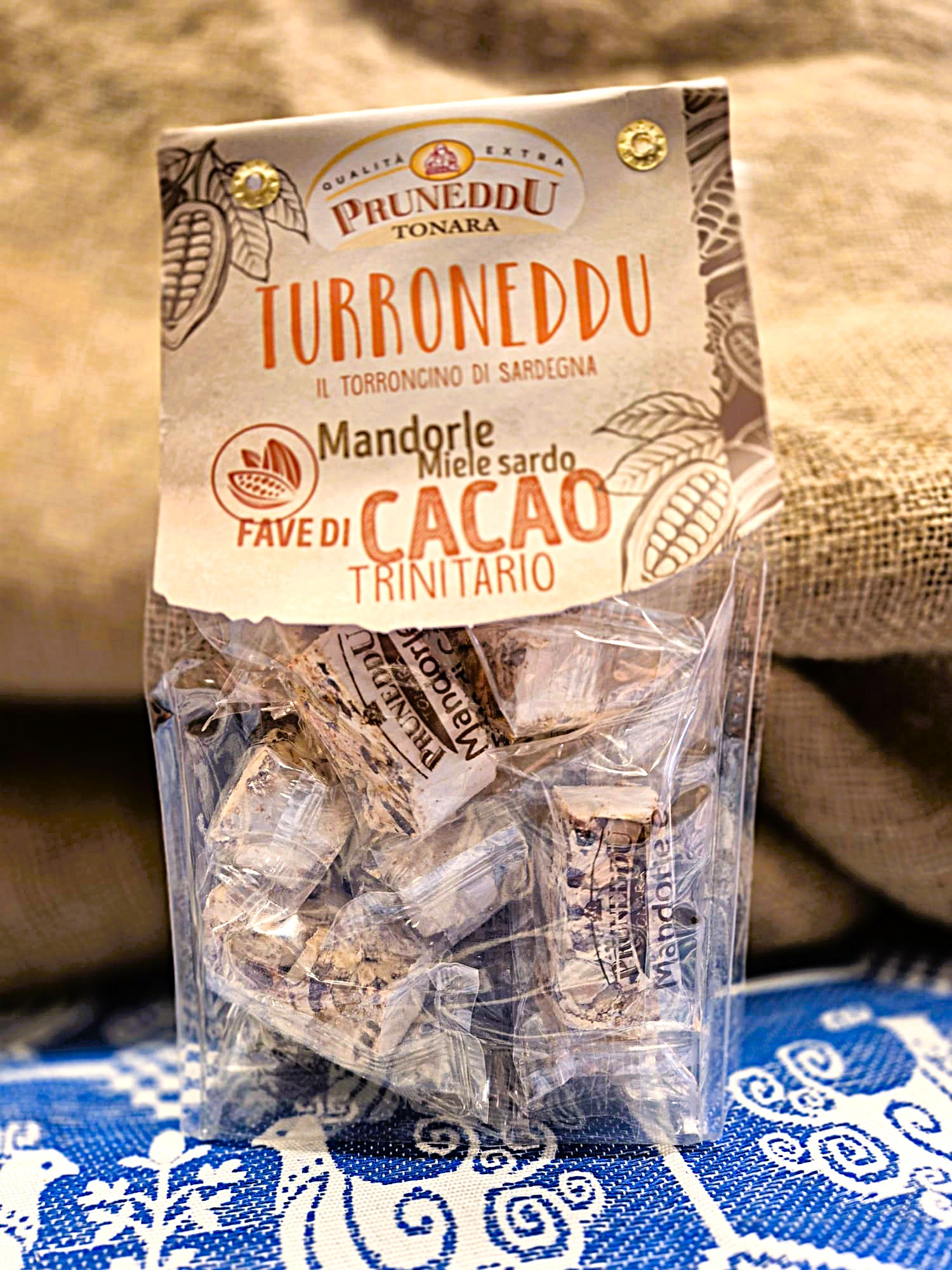 BABY NOUGAT WITH EXTRA ALMOND COCOA BEANS & HONEY-PRUNEDDU-150gr